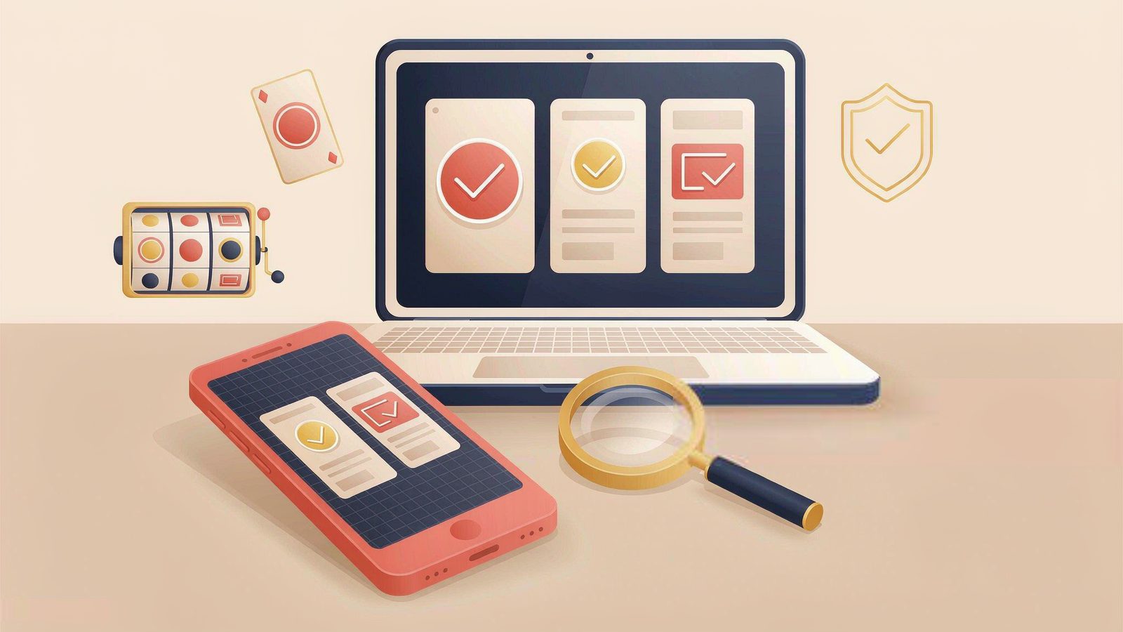 Online Casino Vergleich: Laptop und Smartphone mit Testberichten und Bewertungen
