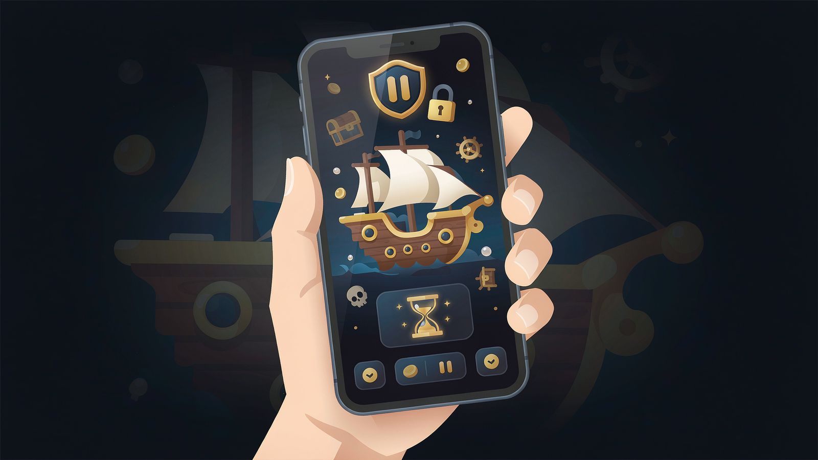 Mobiles Spielen mit Pause-Funktion und Panikbutton bei JackpotPiraten